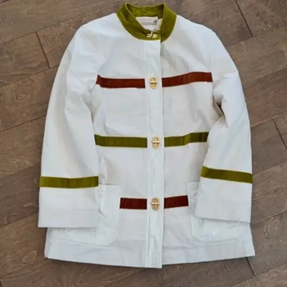 Tory Burch Cadyn Barn Jacket Natural Canvas Tone Toggle Button Womens Size 8 - Picture 2 of 10